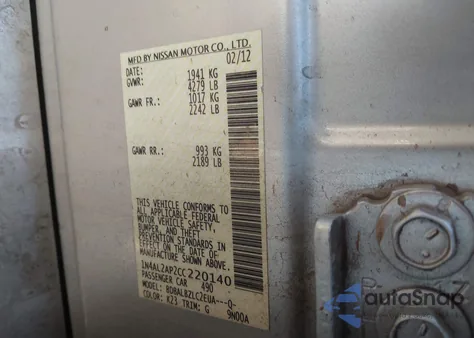 2012 Nissan Altima 2.5 S z USA, uszkodzony, nr VIN 1N4AL2AP2CC220140